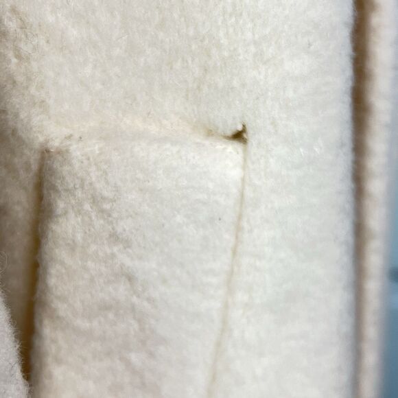 PAVILION Petites Vintage 80's Winter White 100% Wool Swing Coat Union Made Sz L - Picture 7 of 12